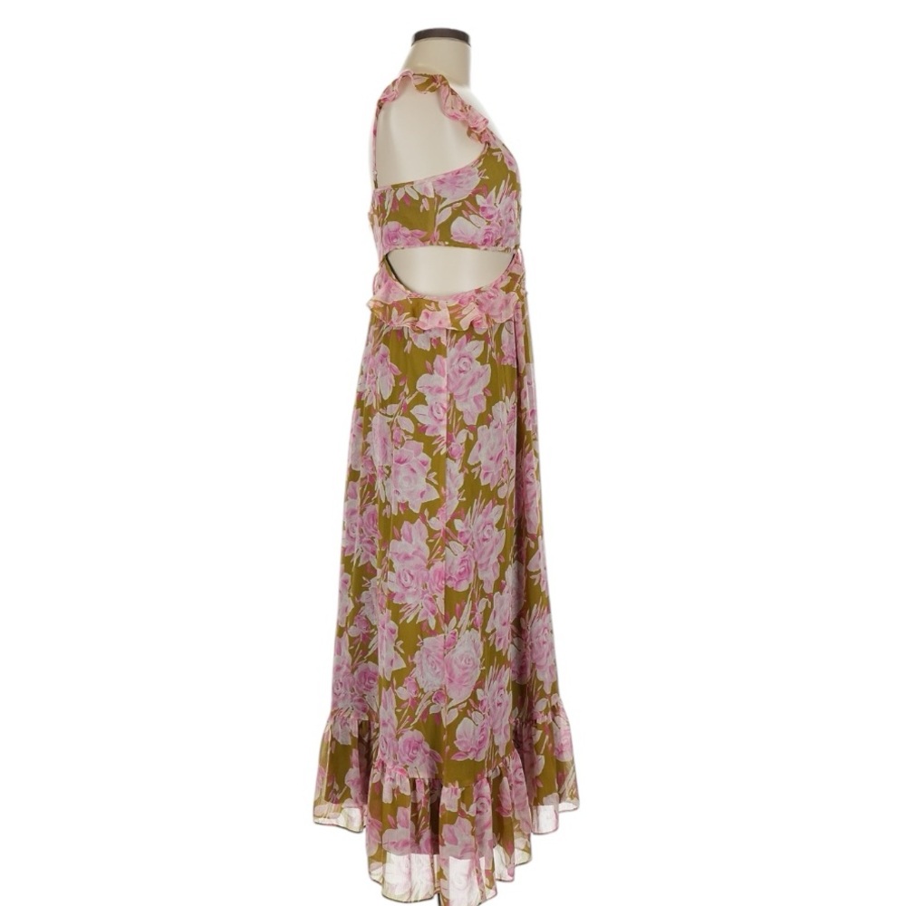 Likely Katerina Floral Cutout Midi Dress Olive Oil/ Pink Size 12 - Picture 7 of 11